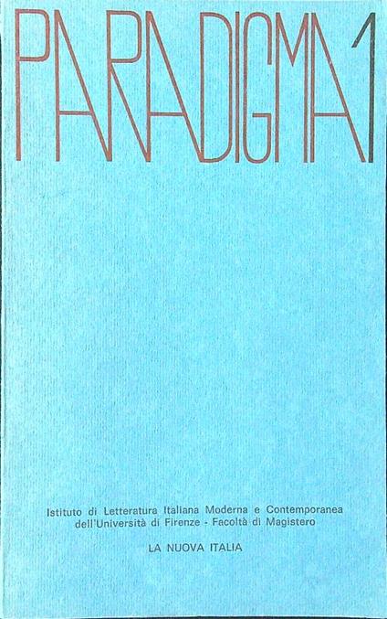 Paradigma n. 1 - Piero Bigongiari - copertina