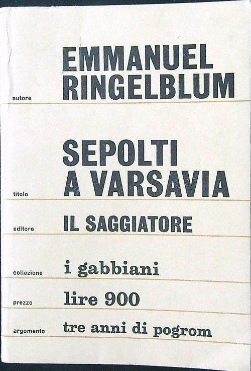 Sepolti a Varsavia - Emmanuel Ringelblum - copertina