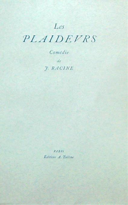 Les Plaideurs - J. Racine - copertina