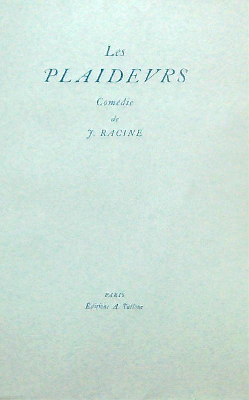 Les Plaideurs - J. Racine - copertina