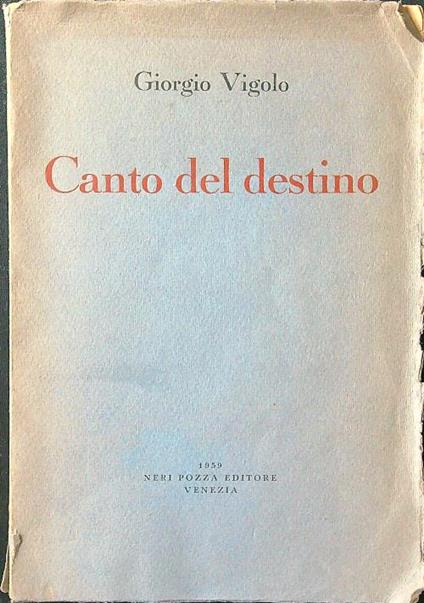 Canto del destino - Giorgio Vigolo - copertina
