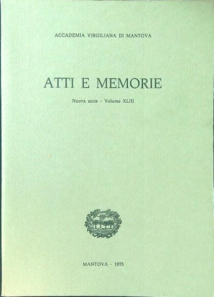 Atti e memorie vol. XLIII - copertina