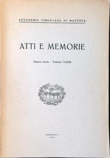 Atti e memorie vol. XXXIII - copertina