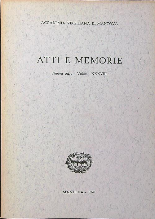 Atti e memorie vol. XXXVIII - copertina