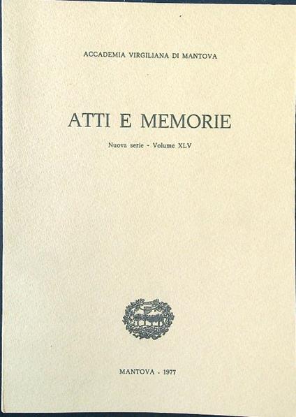 Atti e memorie vol. XLV - copertina