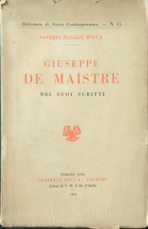 Giuseppe de Maistre nei suoi scritti