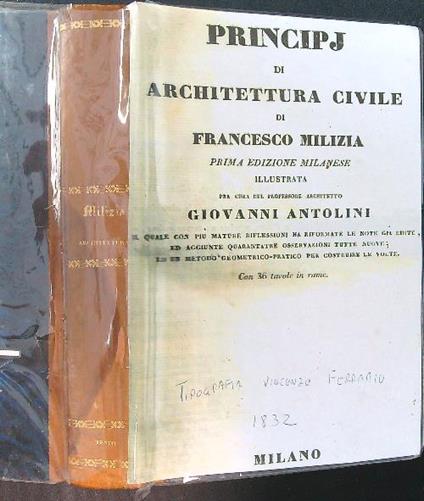 Principj di architettura civile - Francesco Milizia - copertina