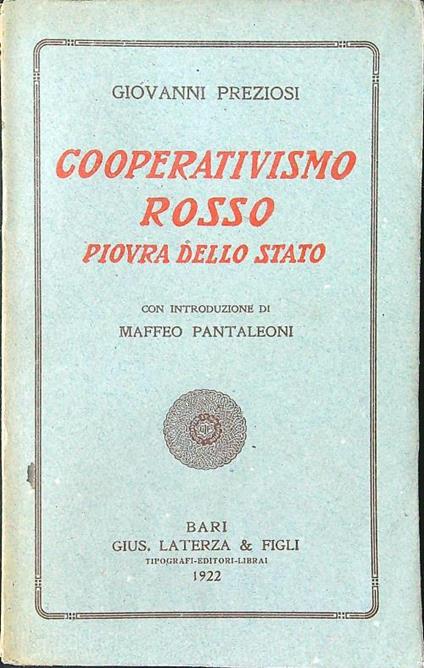 Cooperativismo rosso piovra dello Stato - Giovanni Preziosi - copertina