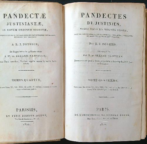 Pandectes de Justinien tome 4 - R. J. Pothier - copertina