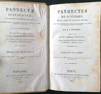 Pandectes de Justinien tome 19 - R. J. Pothier - copertina