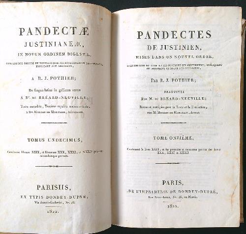 Pandectes de Justinien tome 11 - R. J. Pothier - copertina