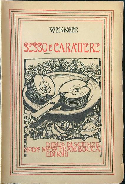 Sesso e carattere - Otto Weininger - copertina