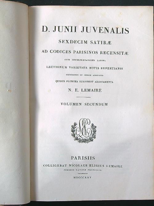 D. junii juvenalis sexdecim satirae volumen secundum