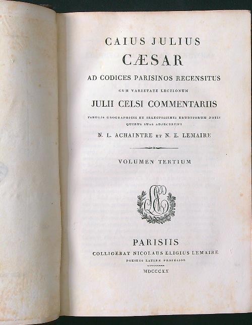Caius Julius Caesar ad codices parisinos recensitus III