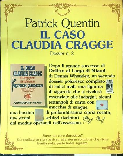 Il  caso Claudia Cragge Dossier n. 2 - Patrick Quentin - copertina