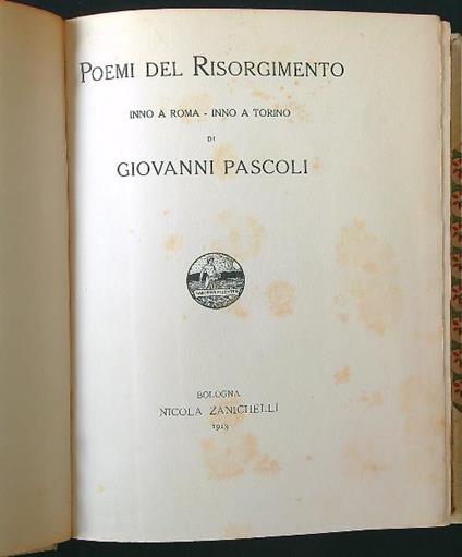 Poemi del Risorgimento. Inno a Roma - Inno a Torino - Giovanni Pascoli - copertina