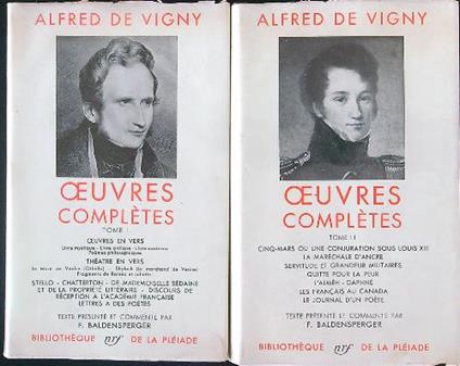 Oeuvres completes 2 tomes - Alfred De Vigny - copertina