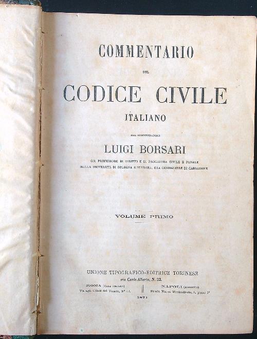 Commentario del codice civile italiano vol. 1 - Luigi Borsari - copertina