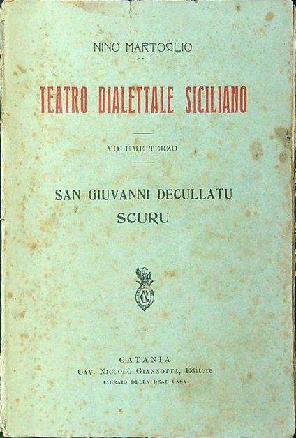 Teatro dialettale siciliano vol. III - Nino Martoglio - copertina