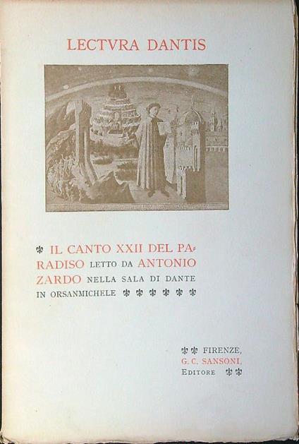 Lectura Dantis: il canto XXII del Paradiso - Antonio Zardo - copertina