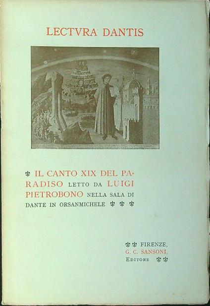 Lectura Dantis: il canto XIX del Paradiso - Luigi Pietrobono - copertina