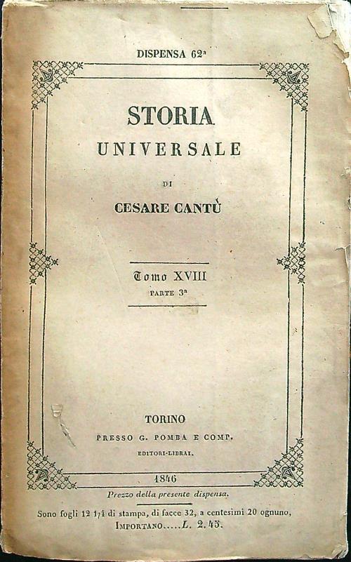 Storia universale dispensa n. 62 tomo XVIII parte 3