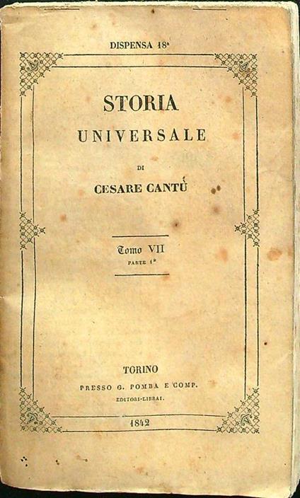 Storia universale dispensa n. 18 tomo VII parte 1 - copertina