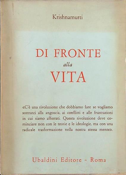 Di fronte alla vita - J. Krishnamurti - copertina