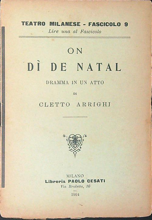 Teatro Milanese Fascicolo 9 On dì de Natal