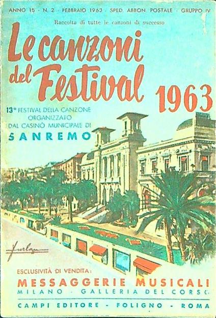 Le  canzoni del festival 1963 Anno 15 n. 2 - Febbraio 1963 - copertina