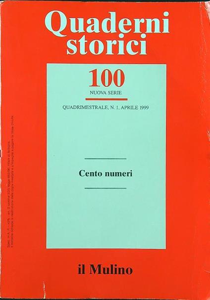 Quaderni storici n. 100 fascicolo 1/aprile 1999 - copertina