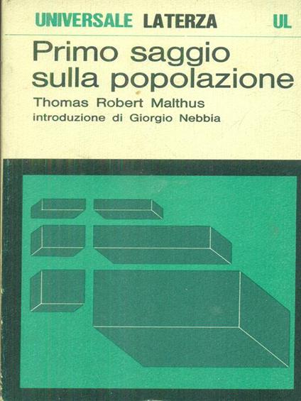 Primo saggio sulla popolazione - Thomas Robert Malthus - copertina
