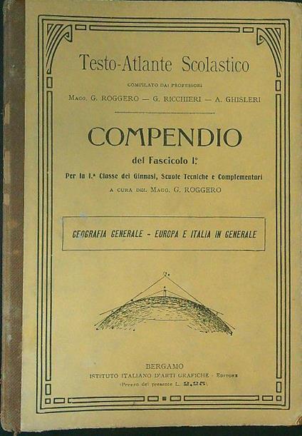 Testo-Atlante scolastico Compendio del Fascicolo I - copertina