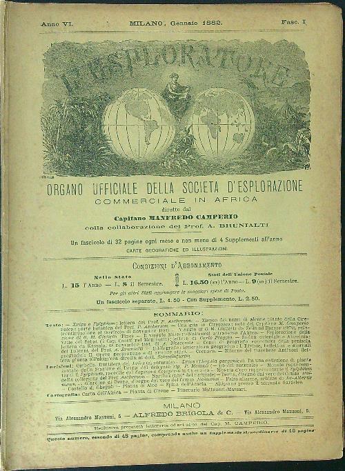 L' esploratore Anno VI - Gennaio 1882 - Fasc I