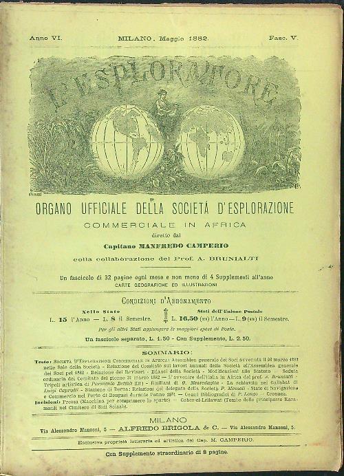 L' esploratore Anno VI - Maggio 1882 - Fasc V