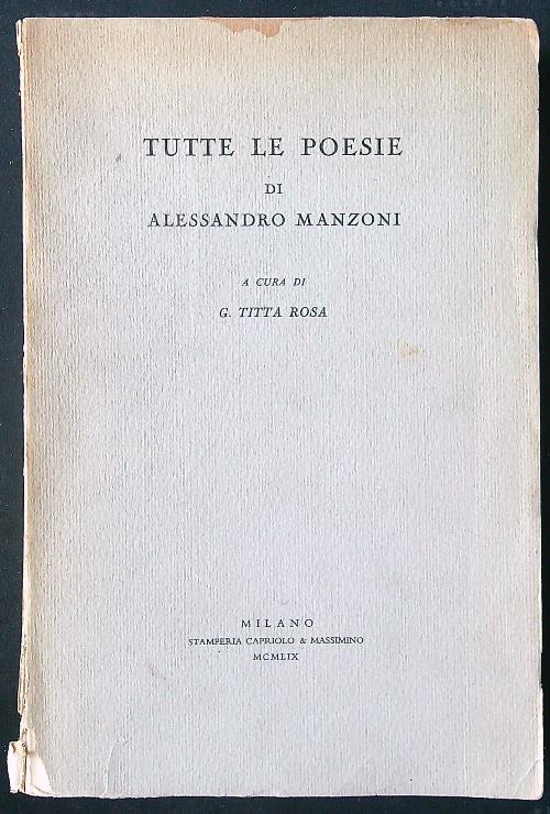 Tutte le poesie di Alessandro Manzoni