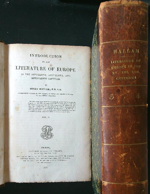 Introduction to the Literature of Europe 2 voll.  - Henry Hallam - copertina
