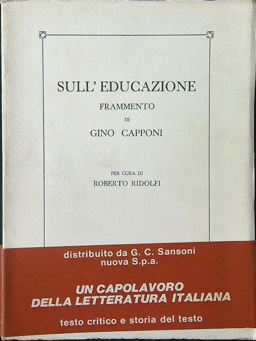 Sull'educazione - Gino Capponi - copertina