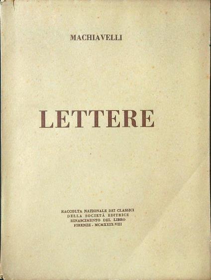 Lettere - Machiavelli - copertina