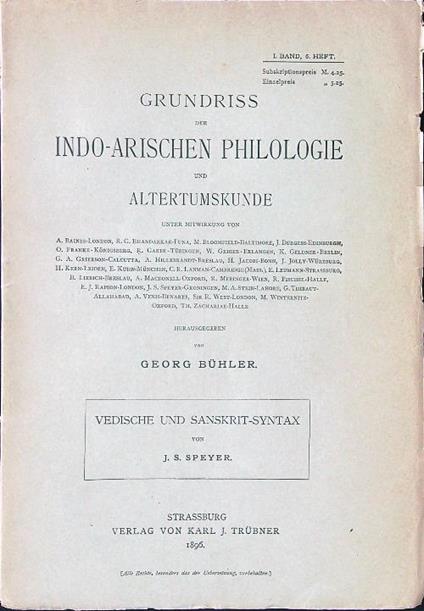 Grundriss der Indo-Arischen Philologie und Altertumskunde - Georg Buhler - copertina