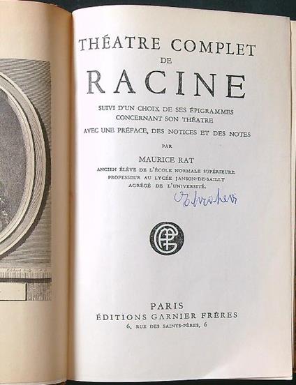 Theatre complete de Racine - Maurice Rat - copertina