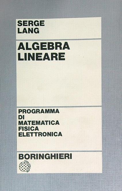 Algebra lineare - Serge Lang - copertina