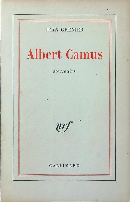 Albert Camus souvenirs - Jean Grenier - copertina