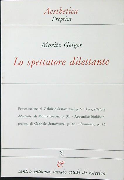 Lo spettatore dilettante - Moritz Geiger - copertina