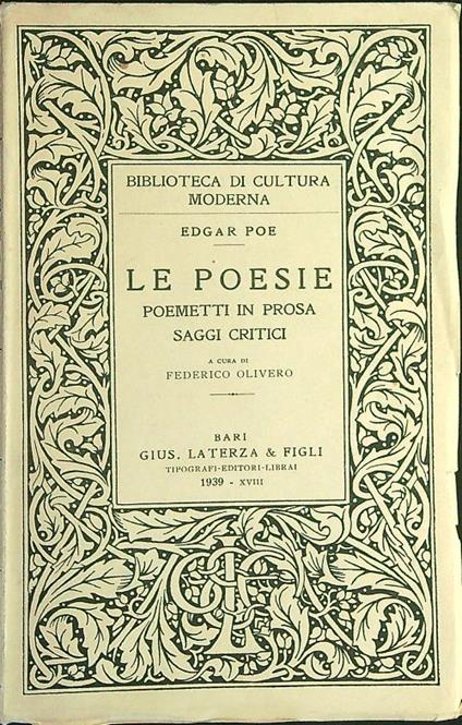 Le  poesie - Edgar Poe - copertina