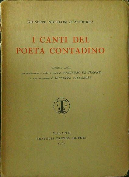 I  canti del poeta contadino - Giuseppe Nicolosi Scandurra - copertina