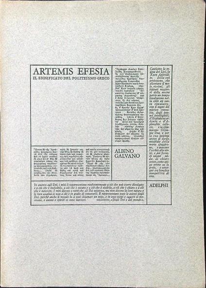 Artemis Efesia - Albino Galvano - copertina