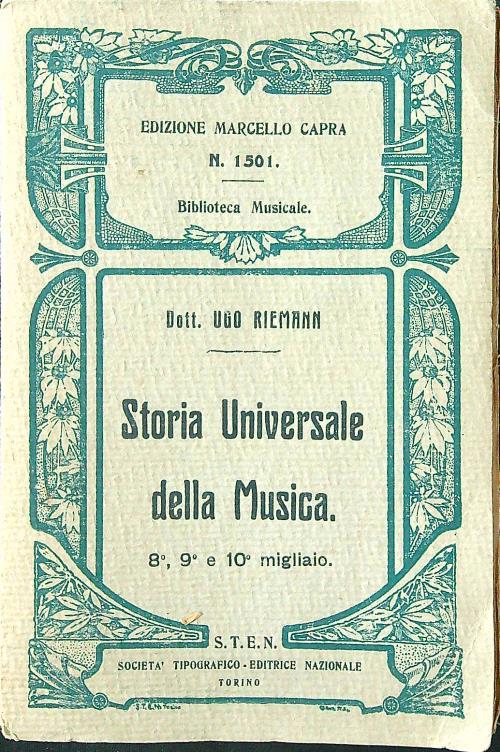 Storia universale della musica - Ugo Riemann - copertina