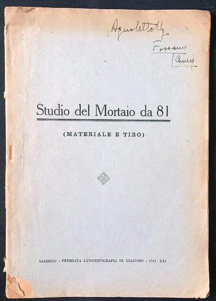 Studio del Mortaio da 81. Materiale e tiro - copertina