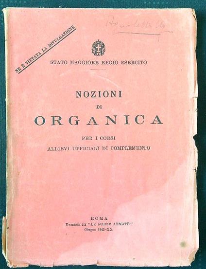 Nozioni di organica per i corsi Allievi ufficiali di complemento - copertina